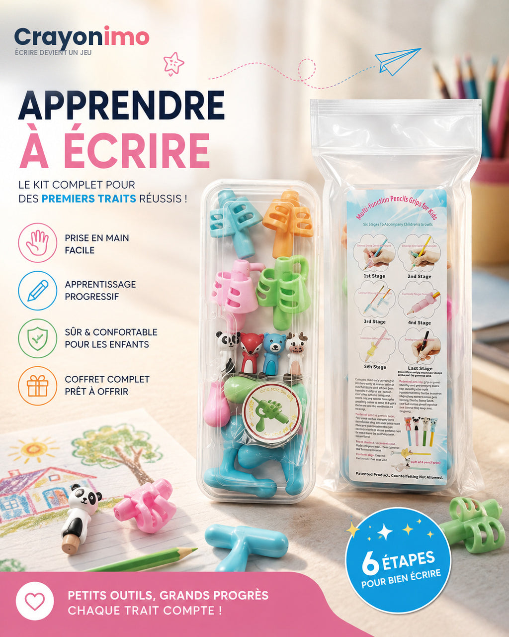 Coffret Crayonimo dans son emballage, prêt à offrir
