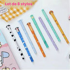 Le lot complet de 8 stylos effaçables à personnages