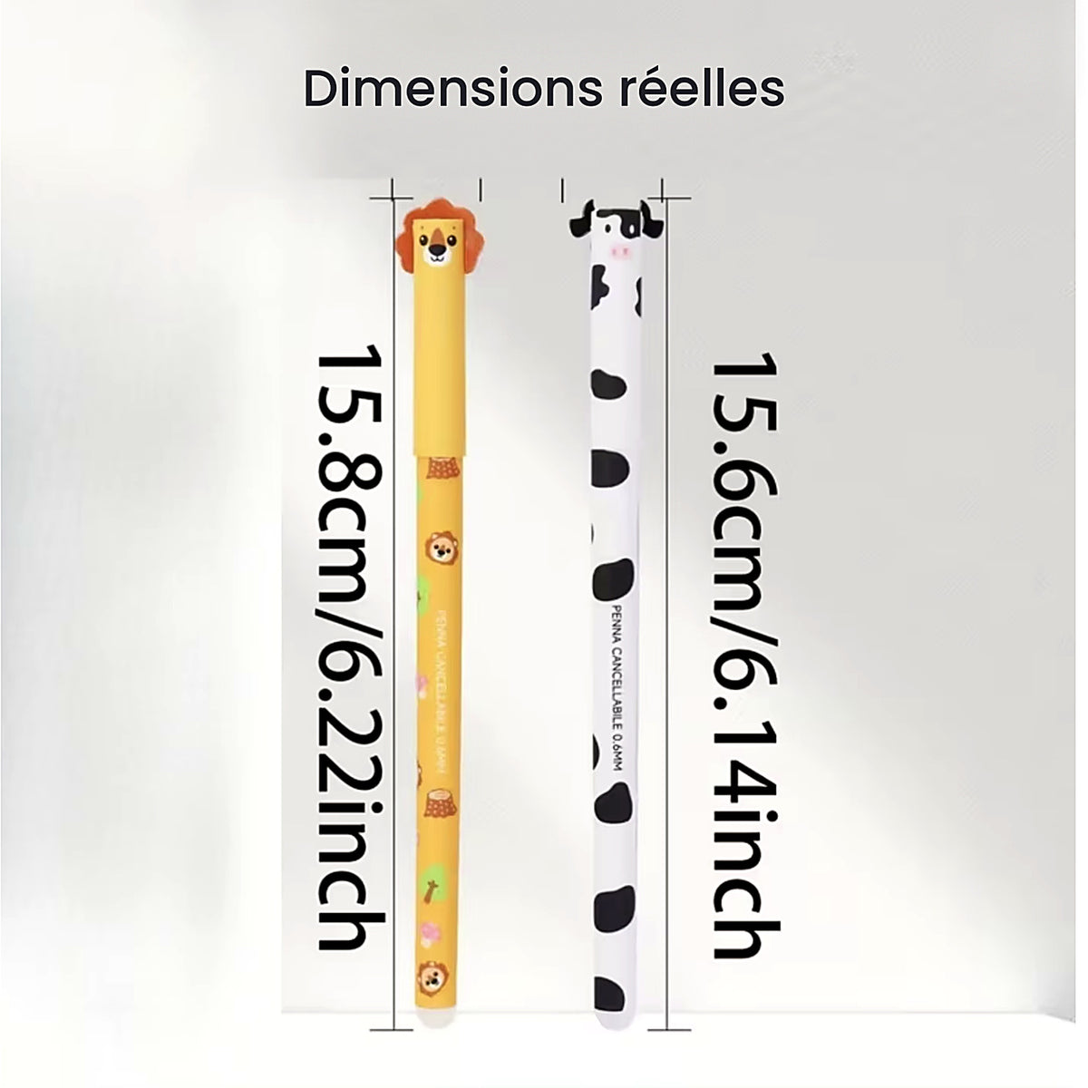 Dimensions des stylos Crayonimo : 15,6 à 15,8 cm