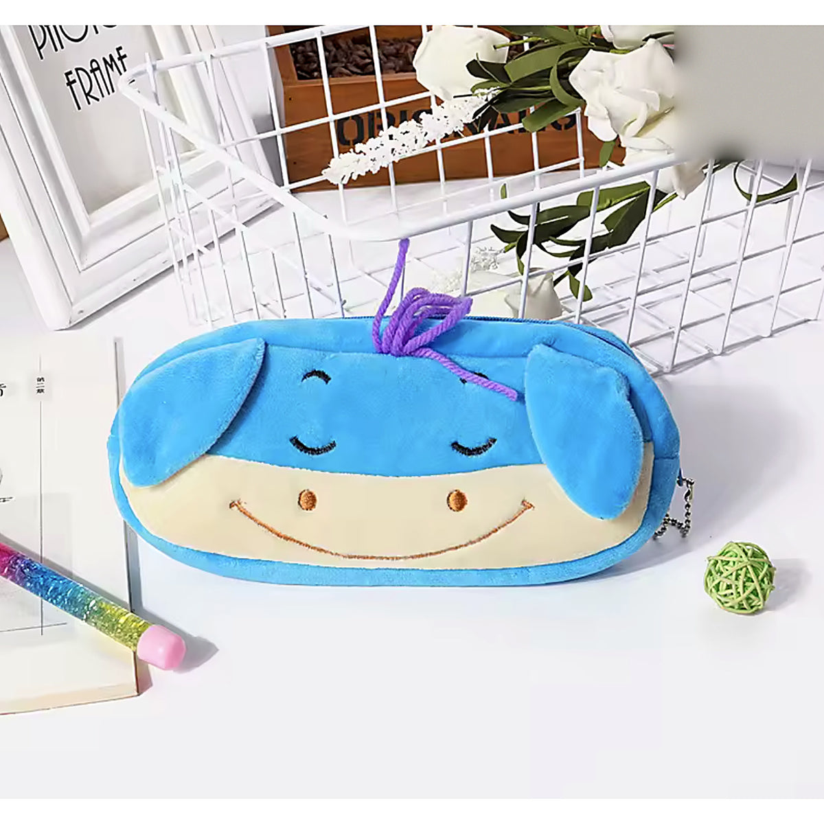 Trousse peluche Crayonimo modèle éléphant bleu